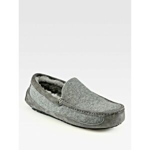 New Ugg Ascot Suede Wool Grey Slip on Slide Mens Size 8 (1103890)